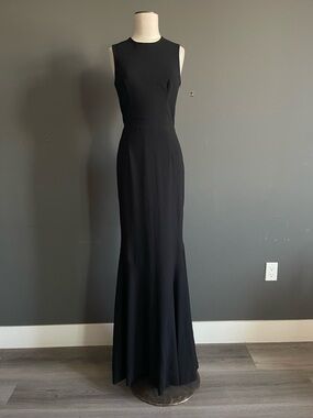 Dress The Population Black Open Back Gown Maxi Minimal Evening Dress Bridal Chic